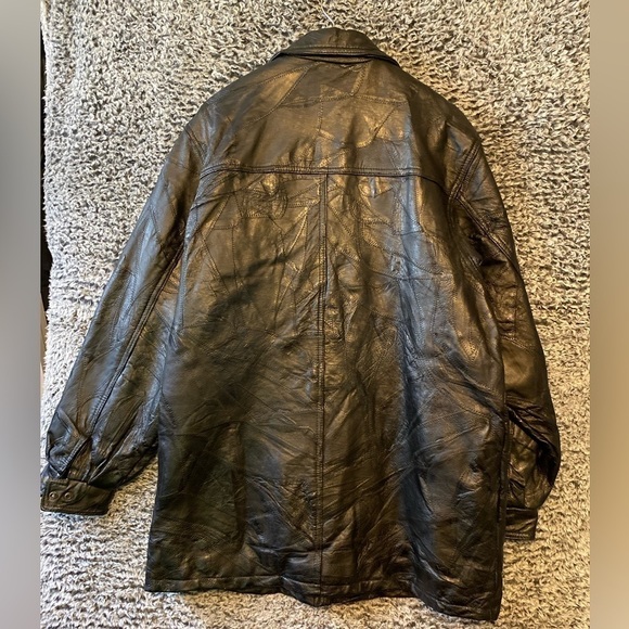 Vintage 80s Men’s Patchwork Genuine Leather  Jacket With Patches Size XL - Picture 4 of 13